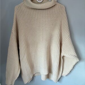 Free People Cream Cowl Neck Sweater